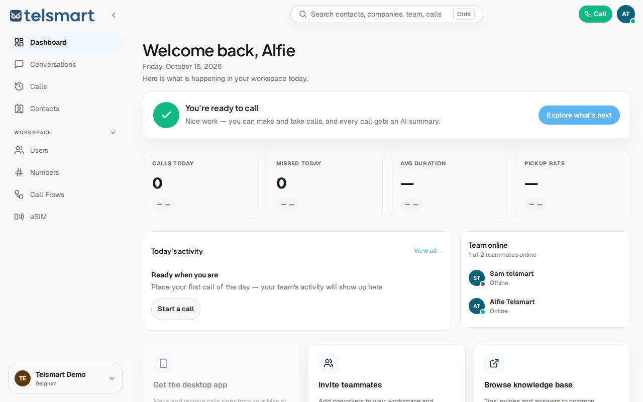 The dashboard after logging in.