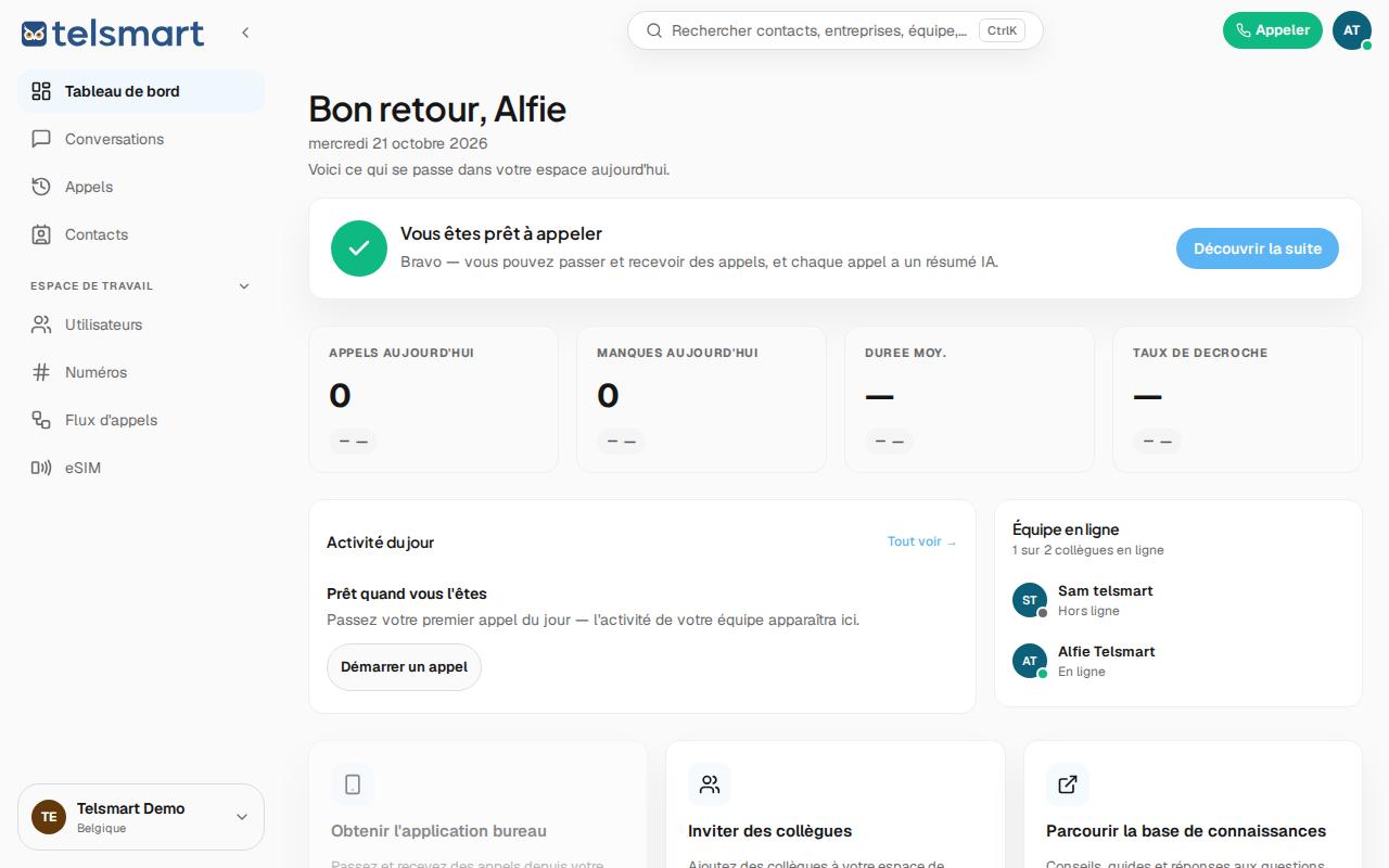 Le tableau de bord après connexion, avec encore 2 étapes sur 5 à compléter.