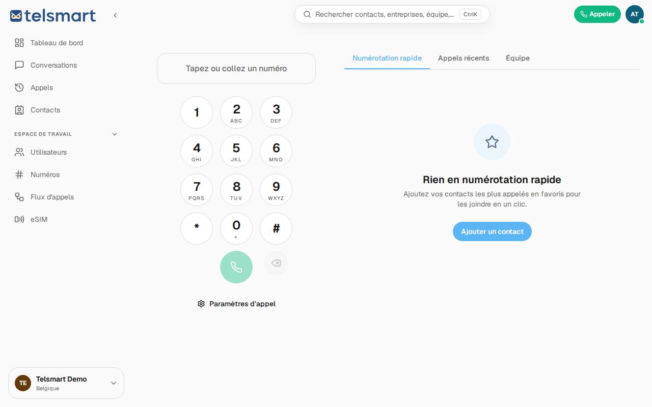 L'écran d'appel avec le clavier numérique.